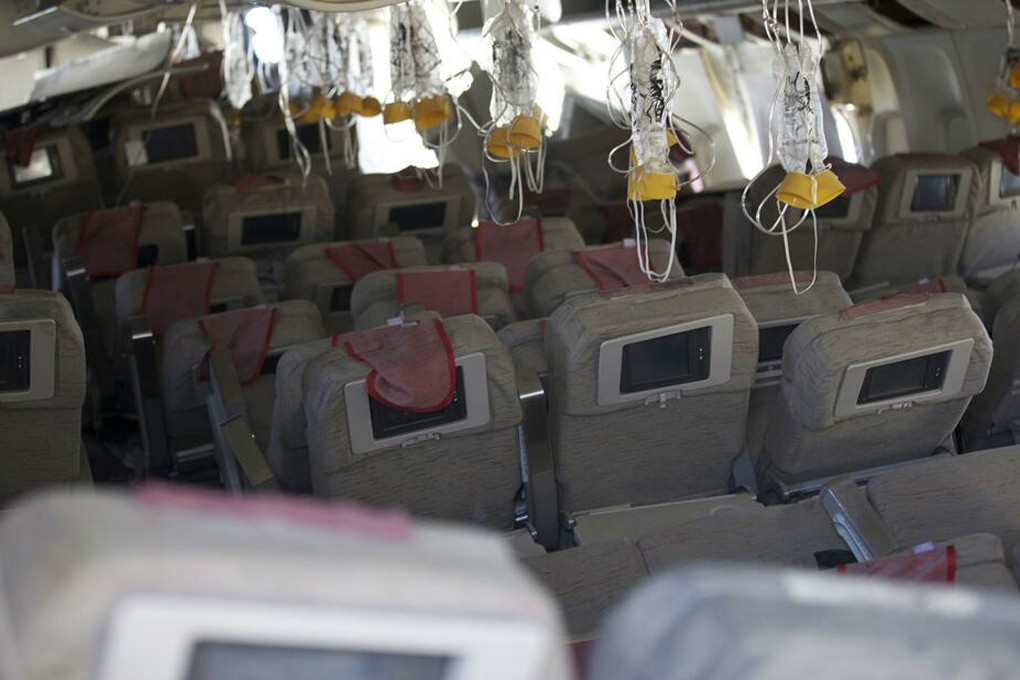 The interior of the aircraft after the crash. Photo: EPA