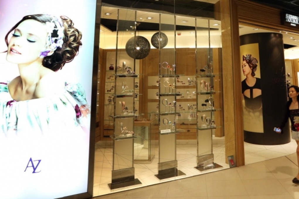 The Alexandre Zouari Paris store tempts high-end shoppers at IFC Mall with a product line-up that includes hair brushes costing more than HK$400. Photo: Sam Tsang