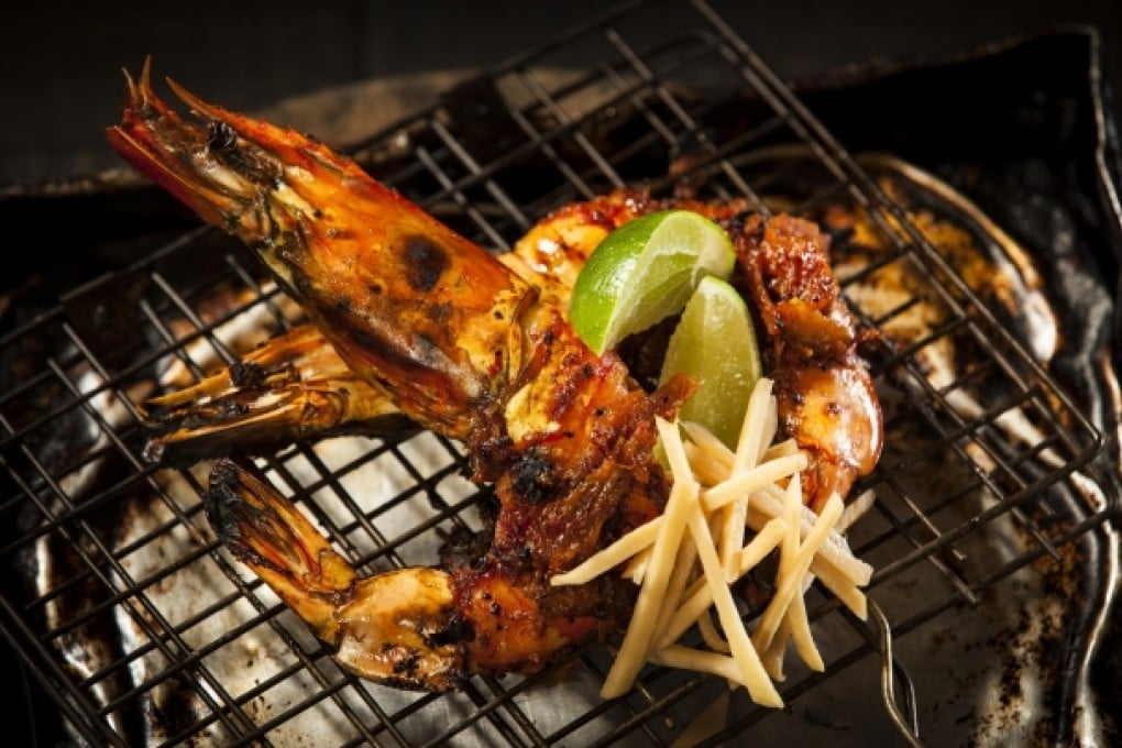 Goong Golae (whole tiger prawn grilled in dry curry) at Chachawan.