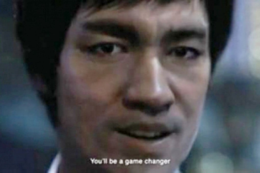 A shot of Bruce Lee's face, digitally re-created, for a new Johnnie Walker advertisement. Photo: SCMP Pictures
