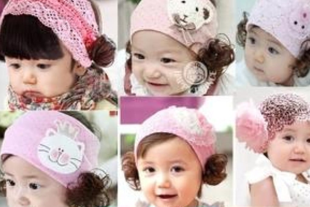 Photos used by a Taobao store to promote its baby wigs.