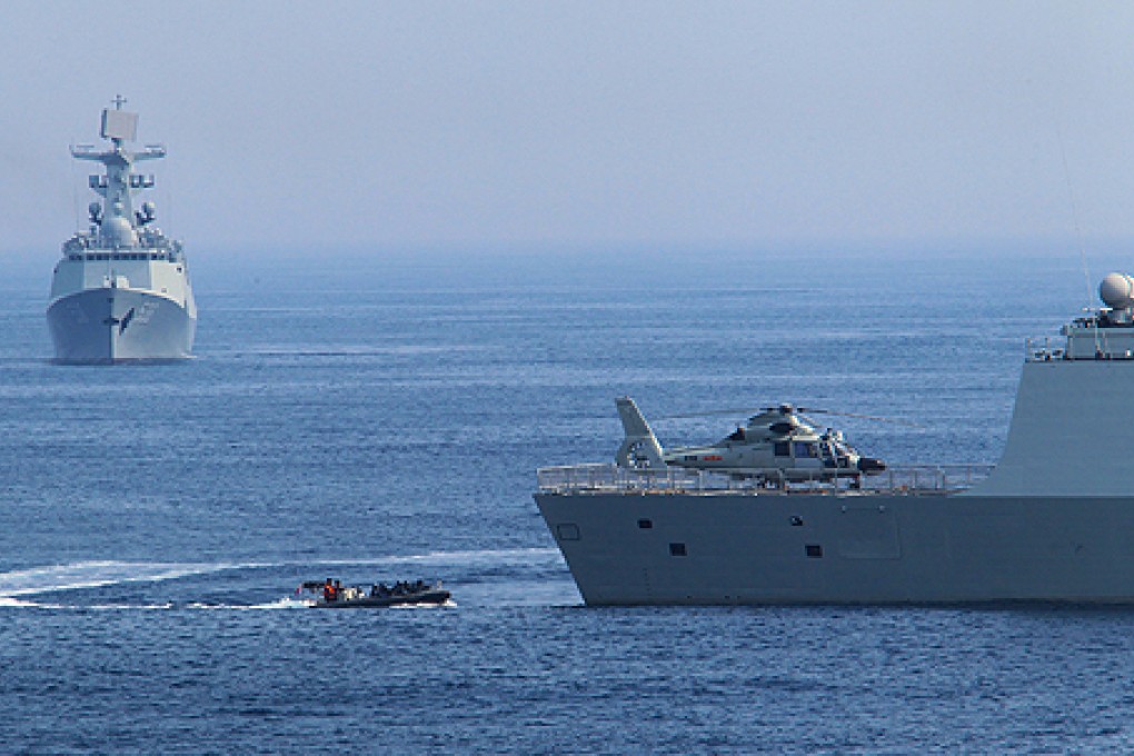 Chinese naval ships join in drills with Russian warships at Peter the Great Bay, Russia, on July 9. Photo: Xinhua