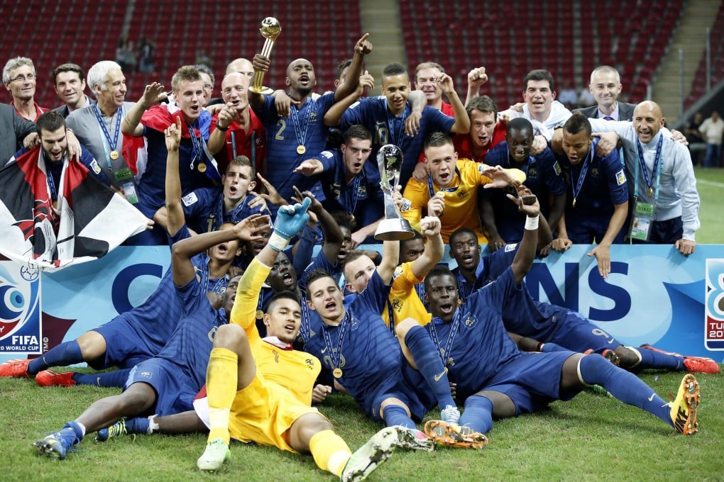 French players celebrate with the trophy after winning the Fifa Under-20 World Cup in Istanbul, Turkey. Photo: EPA