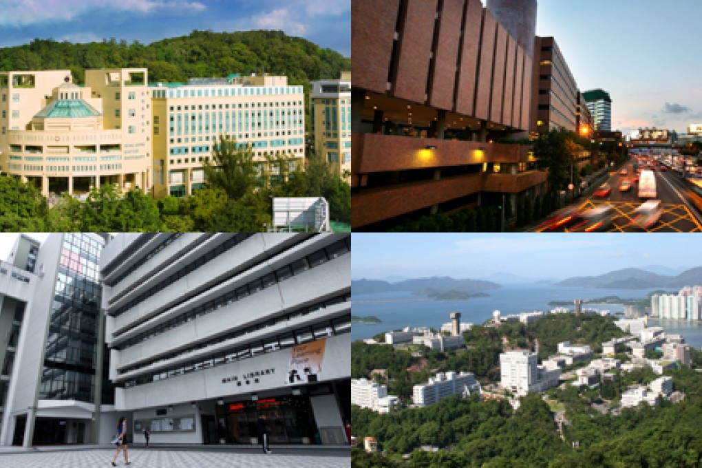 (Clockwise from top left) Baptist University, Polytechnic University, Chinese University and University of Hong Kong.