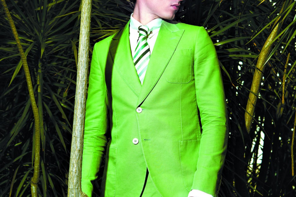 Jacket (HK$18,650), shirt with tie pin (HK$4,500), tie (HK$1,500) and trousers, all by Gucci (inquiries: 2524 4492). Hat (HK$1,999) by Comme des Garçons. Photo: Gary Mui