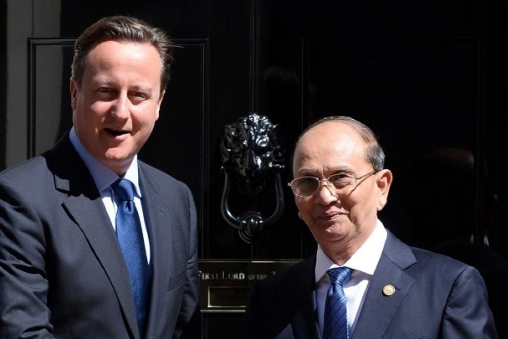 David Cameron and Thein Sein in London yesterday. Photo: EPA