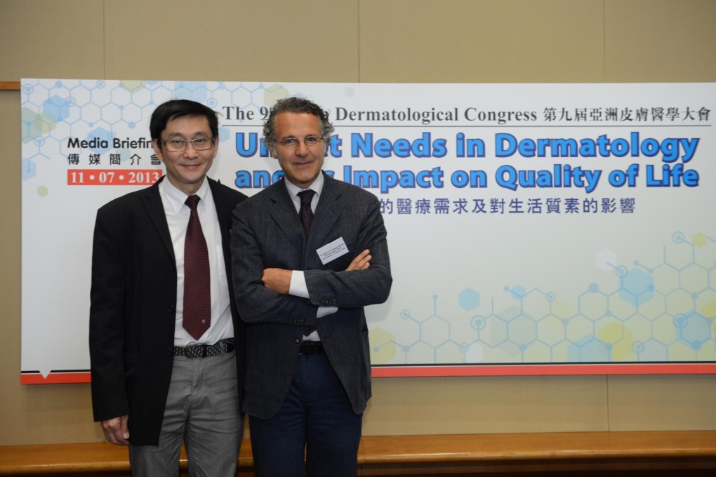 Professors Ellis Hon (left) and Giuseppe Micali at the dermatology congress. Photo: SCMP Pictures