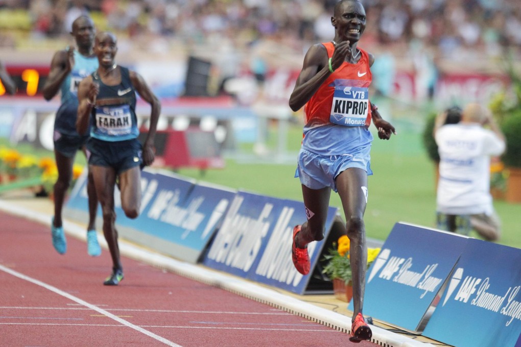 Kenya's Asbel Kiprop leaves Britain's Mo Farah trailing in his wake in the 1,500 metres at the Diamond League meeting. Photo: AFP