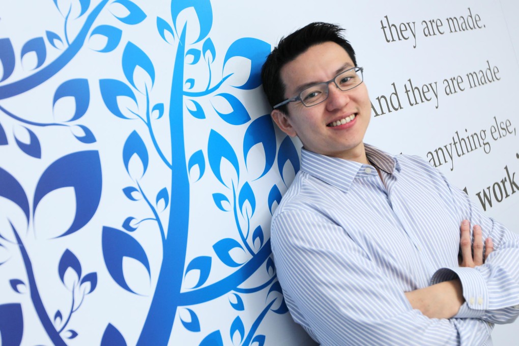 Ronald Po at his Capstone learning centre in Causeway Bay, which has 30 full-time staff. Photo: Nora Tam