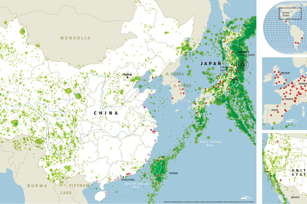 Earthquake-prone areas and sites of nuclear power plants