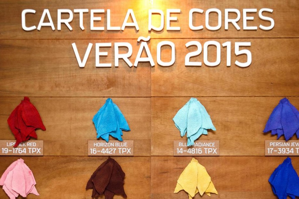 Leather samples for spring-summer 2015 displayed at the Inspiramals exhibition in Sao Paulo, Brazil. Photo: Inspiramals