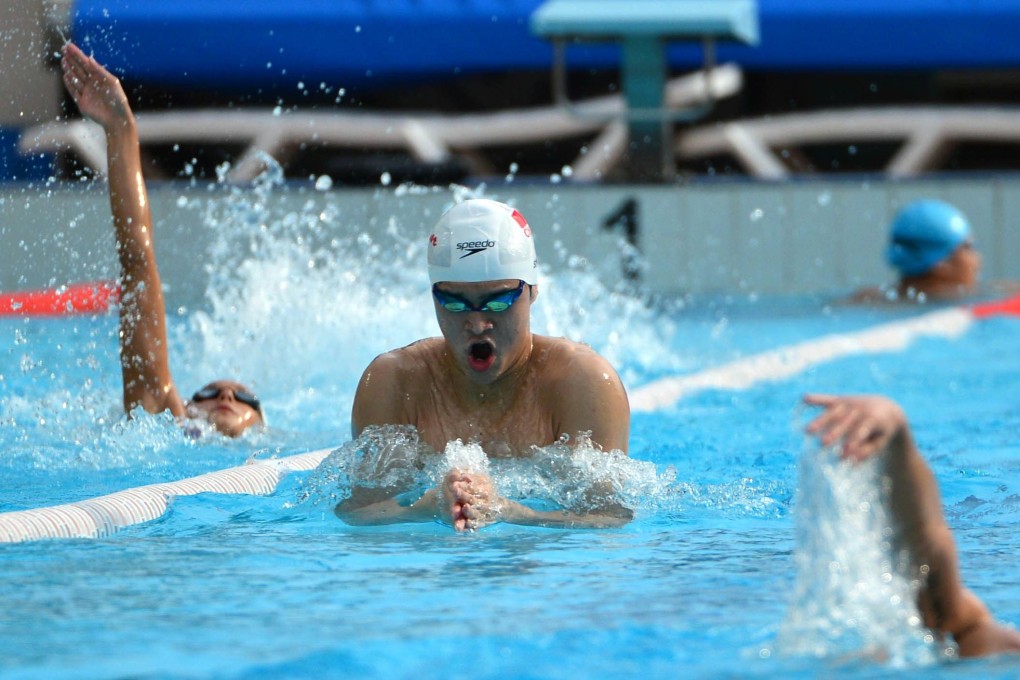 China's Sun Yang in a training session in Barcelona. Photo: Xinhua