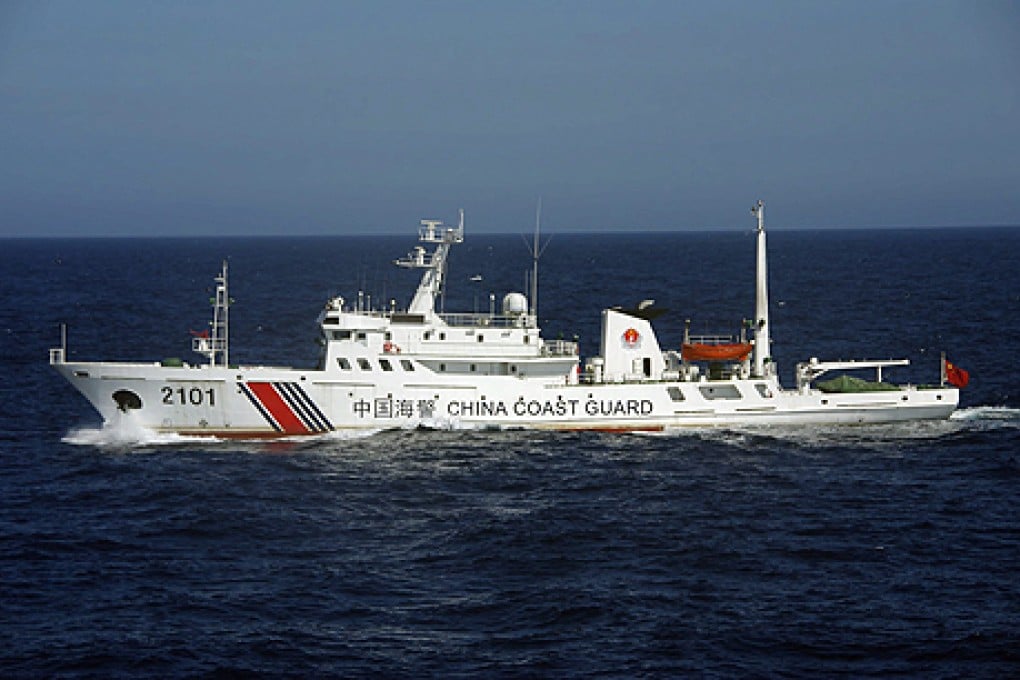 A China Coast Guard vessel sailing some 73 kilometres away from the islands named Senkaku by Japan and Diaoyu by China in the East China Sea. Photo: EPA