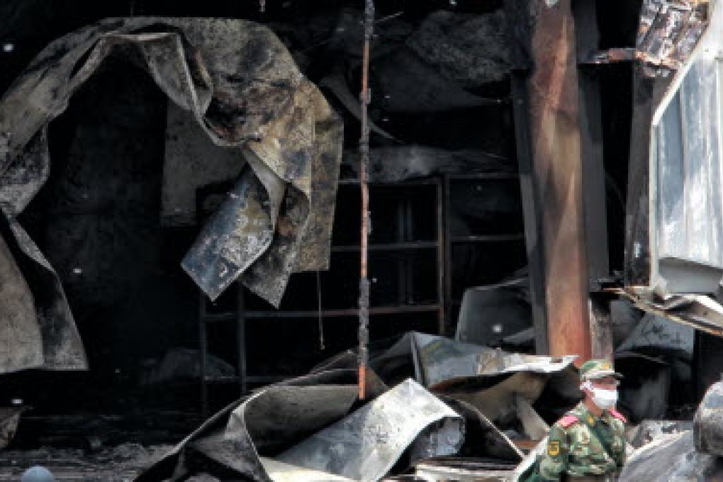 The explosion site of the poultry factory at Dehui, Jilin province in June. Photo: Simon Song