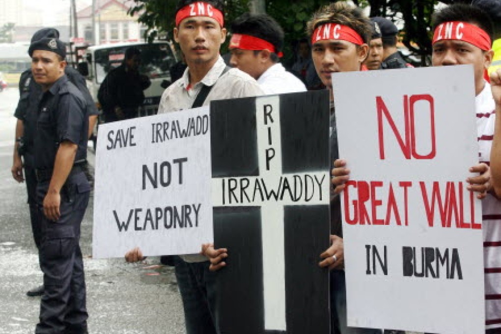 Myanmar citizens protested in Malaysia against a controversial Chinese dam building project. Fierce opposition led to the cancellation of the project. Photo: AFP