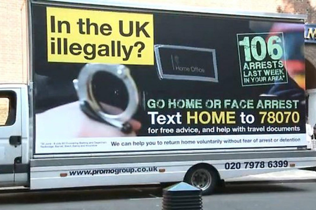 A van with the controversial billboard. Photo: SCMP Pictures