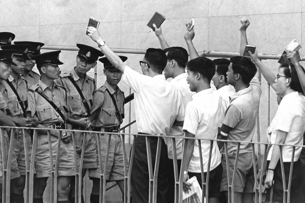 Demonstrators in Hong Kong hold up Mao’s “little red book” during protests in 1967. Photos: SCMP Pictures; Jonathan Wong