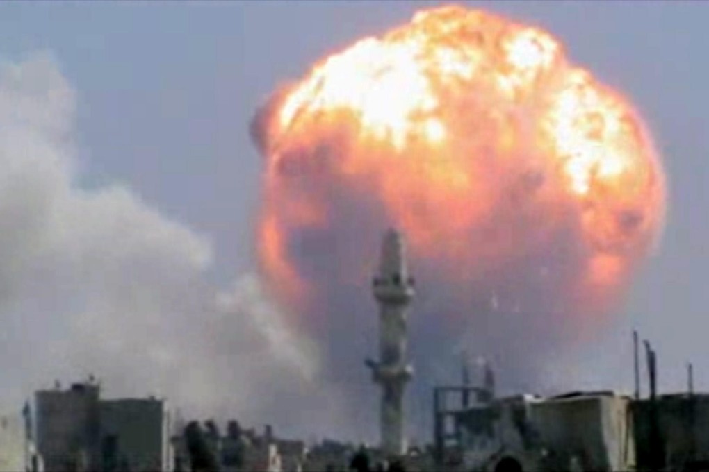 The explosion set of a fireball above Homs. Photo: AP