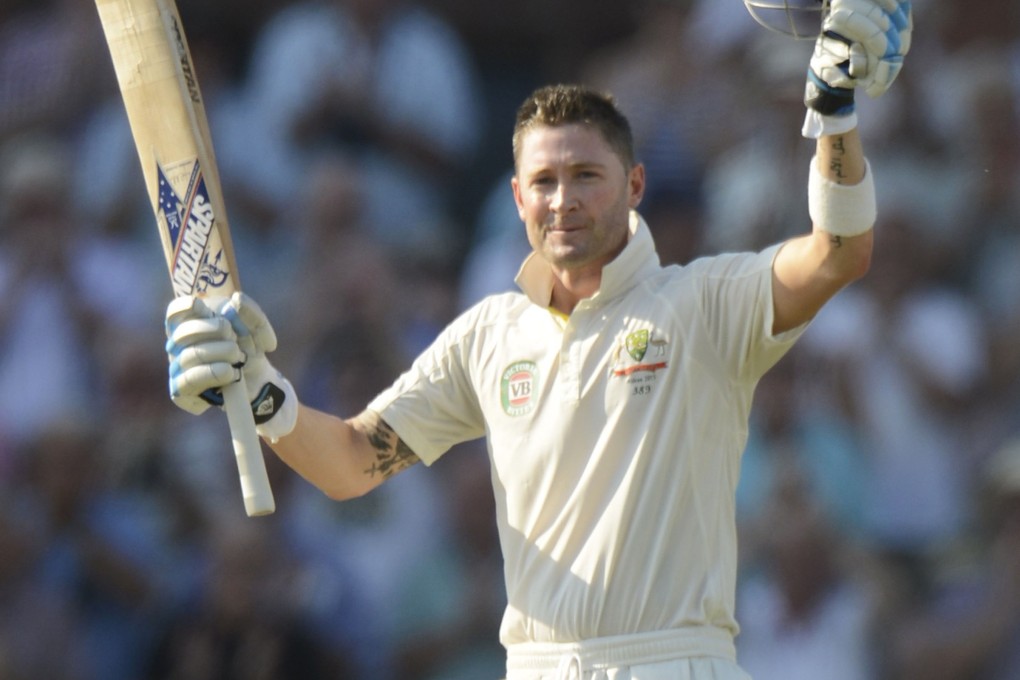 Australia's Clarke celebrates reaching his century. Photo: Reuters
