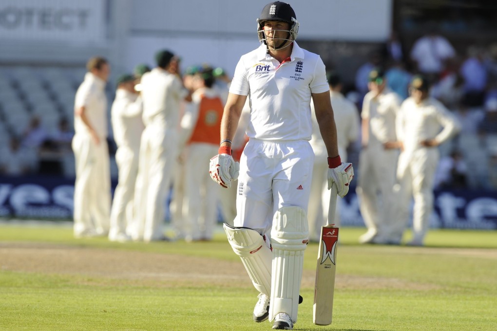 England's Tim Bresnan after being bowled out by Australia's Peter Siddle. Photo: EPA