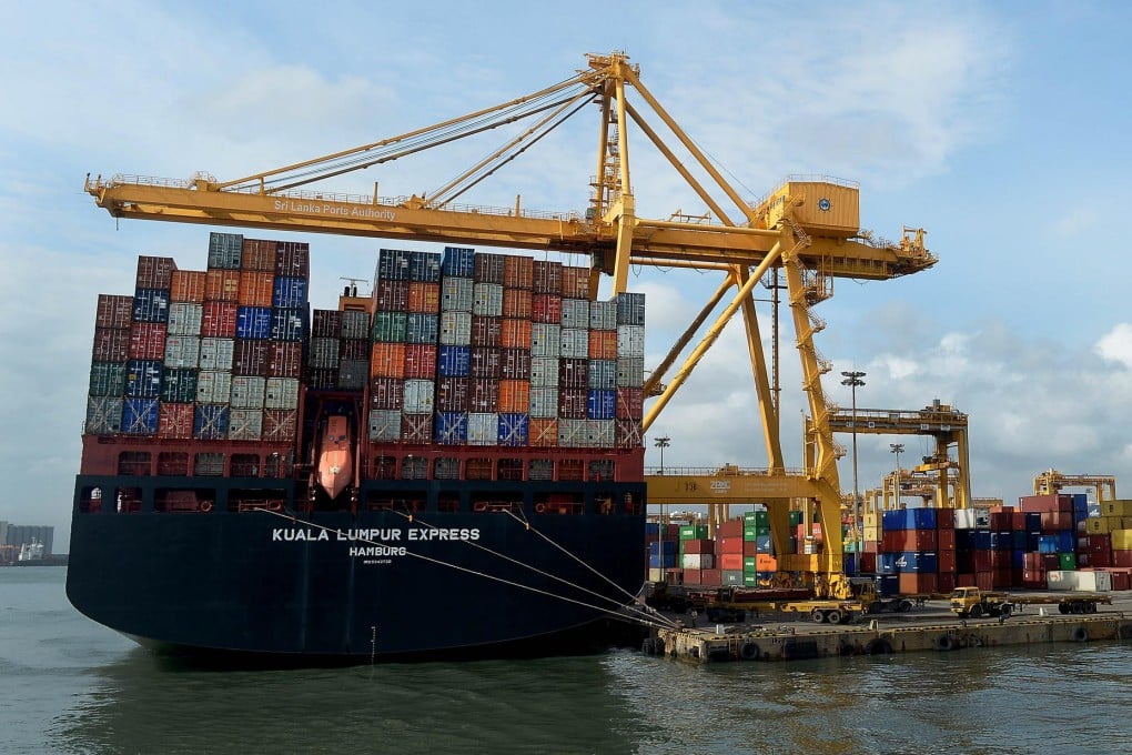 A ship at one of the container terminals in Colombo. Photo: AFP
