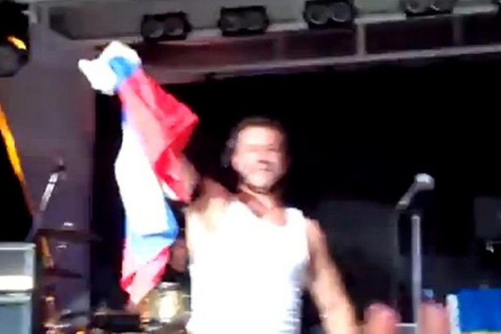 Online video of the stunt with the flag. Photo: SCMP