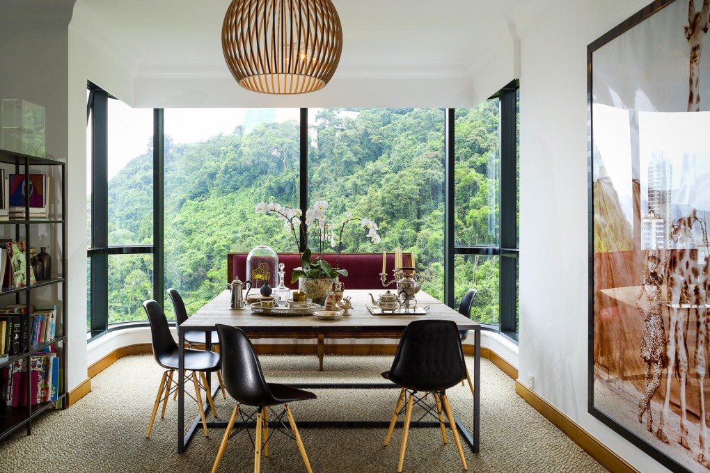 Dining area: Dale's silver-plated items (HK$750 to HK$3,000) are on two rectangular tables (about HK$3,000 each) from G.O.D (various locations; www.god.com.hk), which are placed side by side to form a square dining table large enough to accommodate the family of seven. The Herman Miller Eames DSW chairs cost HK$4,800 each at Aluminium (various locations; www.aluminium-furniture.com). Dale found the banquette-style seat at a junk shop in Britain years ago and had it reupholstered in Pierre Frey herringbone linen.
