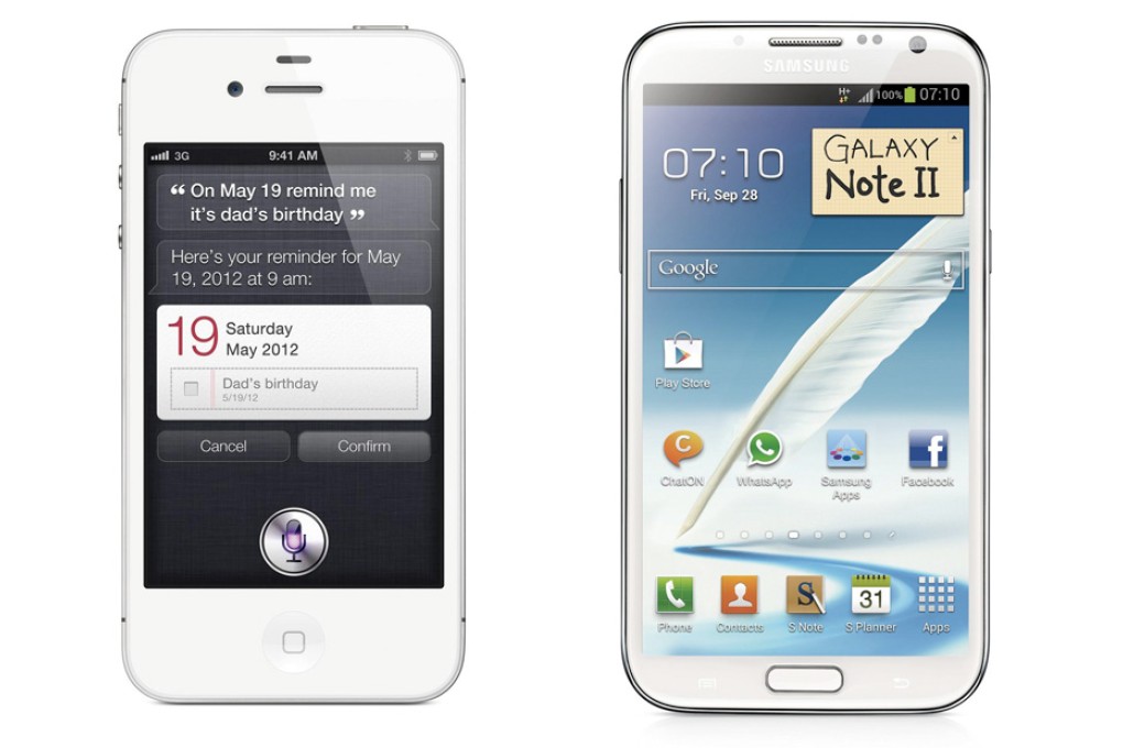 The iPhone 4 and Galaxy Note II.