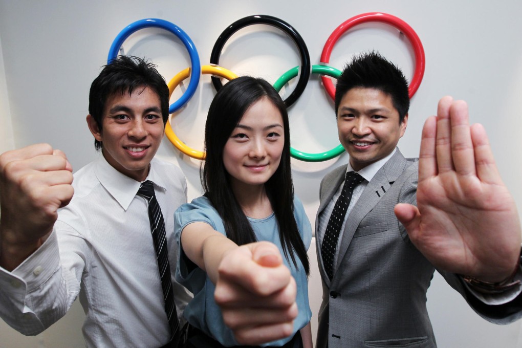Athletes Chung Koon-ting (left), Lo Pan-pan (centre), and Cheng Ka-ho were recognised for successful moves to other careers. Photo: Nora Tam