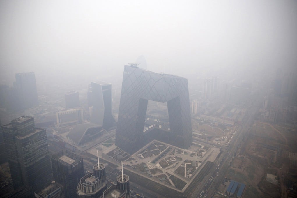 Severe smog and air pollution in Beijing.