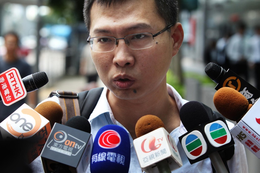 Li Jianjun outside ICAC headquarters in North Point after filing his complaint. Photo: Sam Tsang