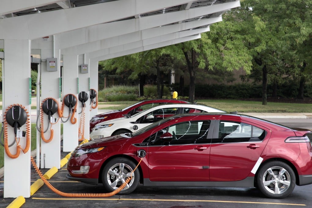 Chevrolet Volts re-charge at a charging station. Photo: Reuters