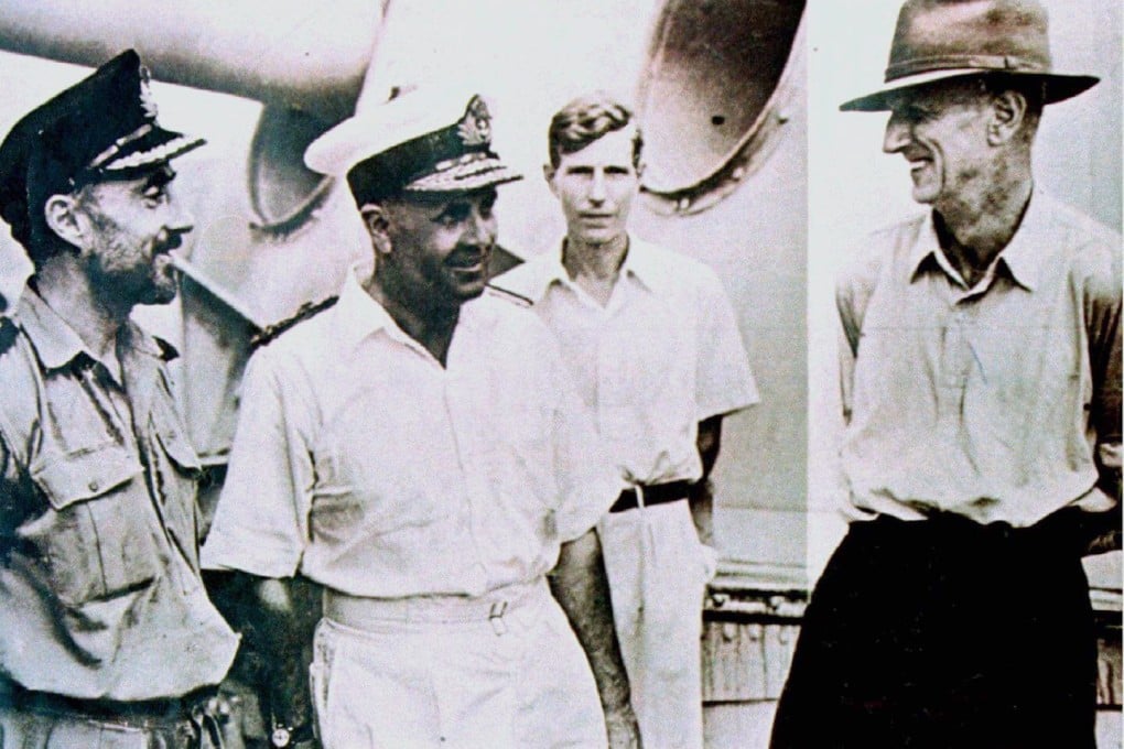Admiral Cecil Harcourt (left) and Franklin Gimson (right) after the 1945 Japanese surrender of the Japanese in Hong Kong. Photos: Reuters; AP