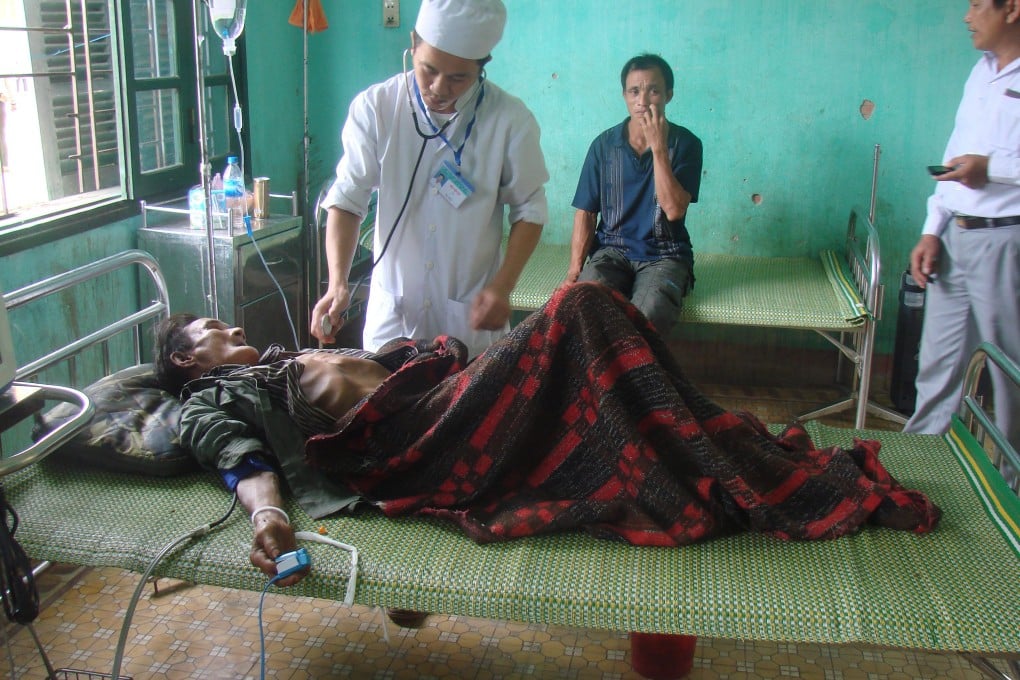 82 year-old Ho Van Thanh at a health centre in Quang Ngai province, Vietnam on Wednesday. Photo: EPA
