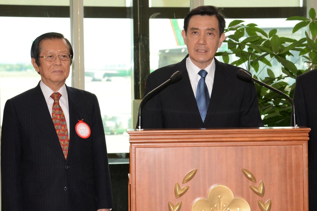 Taiwanese President Ma Ying-jeou speaks at the Taoyuan International Airport before his departure. Photo: CNA