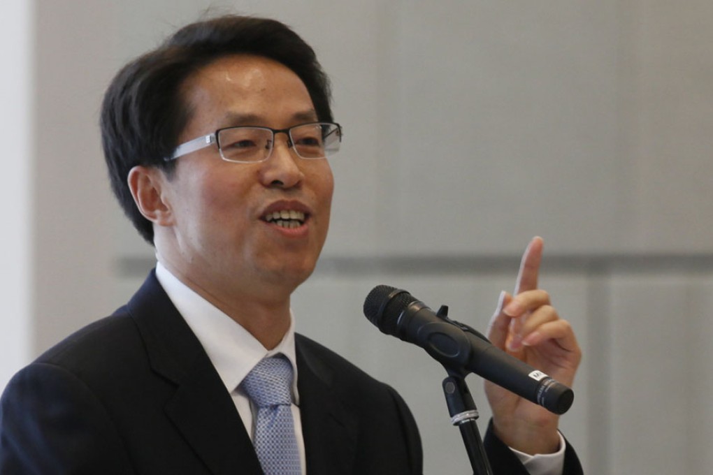 Zhang Xiaoming speaks at the Legco lunch. Photo: AP