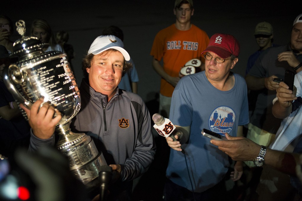 Jason Dufner (left) shows the Wanamaker Trophy after winning the PGA Championship at Oak Hill.