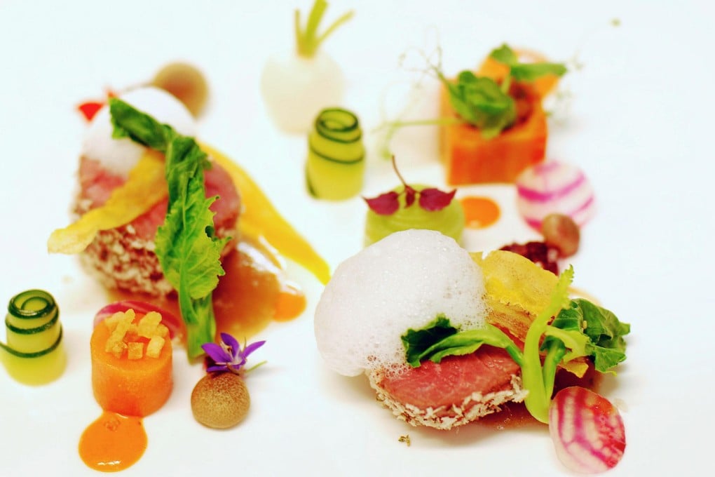 A marinated salmon dish with vegetables from HanTing Cuisine in the Hague