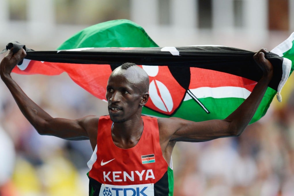 Ezekiel Kemboi of Kenya celebrates his world title. Photo: Xinhua