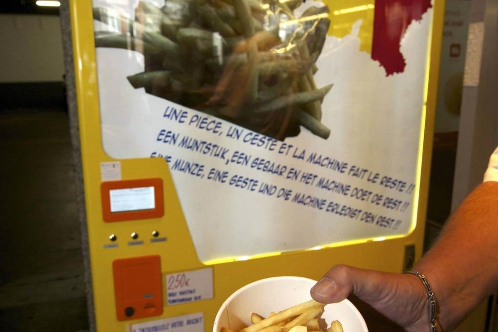 Hot fries from a new vending machine in Brussels. Photo: AFP