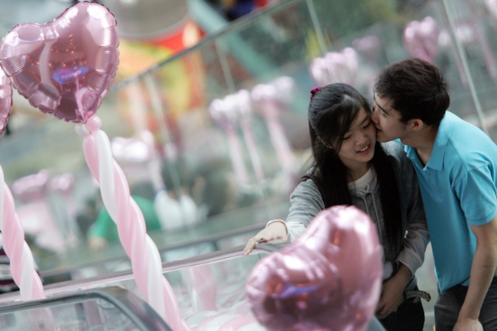 Lovers share an intimate moment in Mong Kok - hopefully a breakup won't follow. Photo: Oliver Tsang