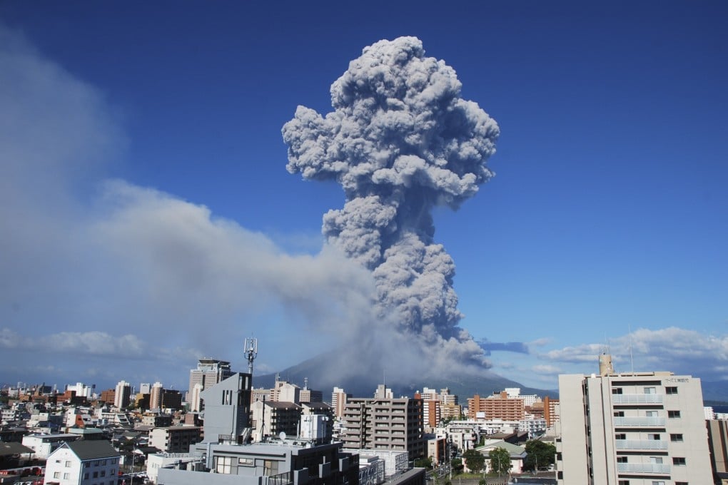 Smoke rises after an eruption of Mount Sakurajima in Kagoshima. Photo: Reuters