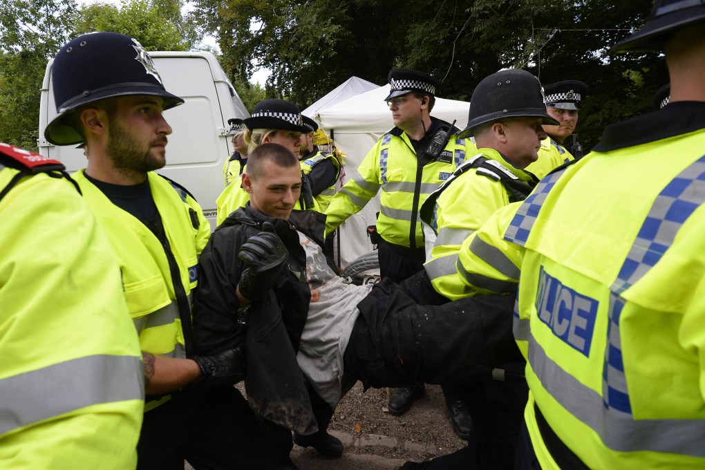 Some 36 people have been detained in the first of two days of “direct action” against the drilling process known as fracking. Photo: Reuters