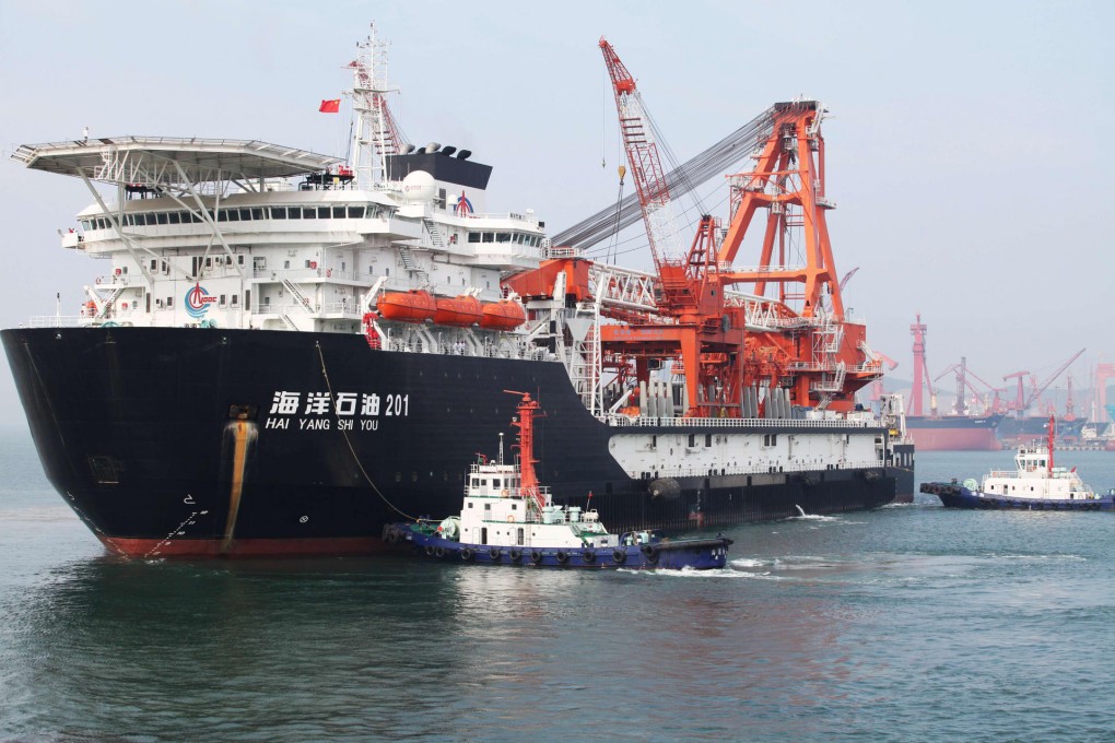 CNOOC's first independent deep-water oil drilling rig. The company recorded higher-than-anticipated output from offshore fields. Photo: AFP