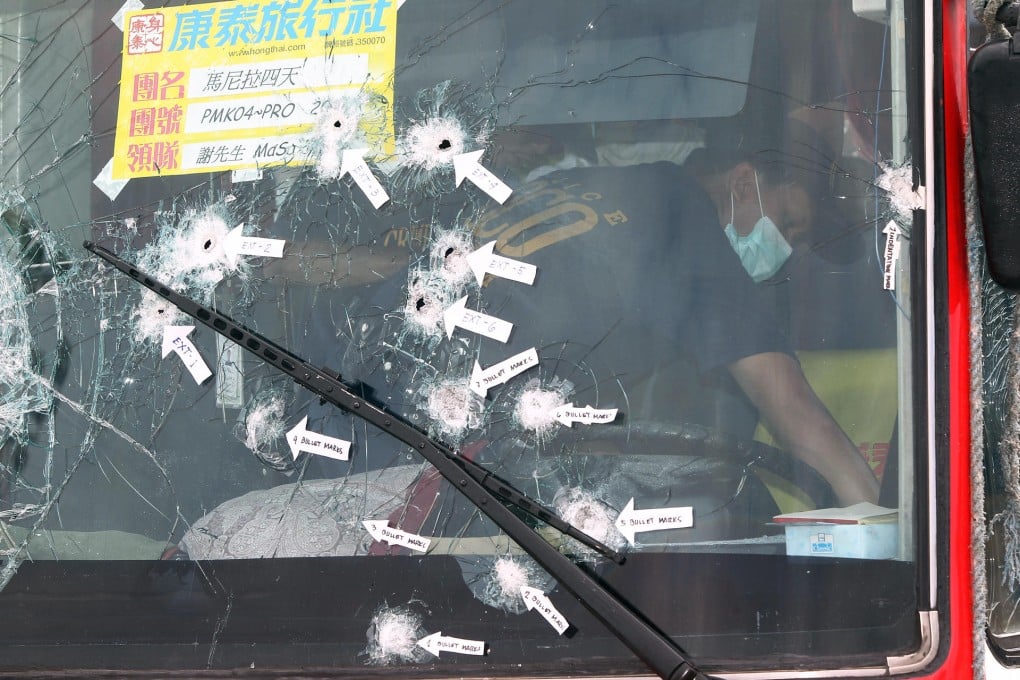 It is three years since sacked policeman Rolando Mendoza shot dead eight Hongkongers on a hijacked bus, seen here riddled with bullets, in Manila's Rizal Park. Photo: K.Y. Cheng