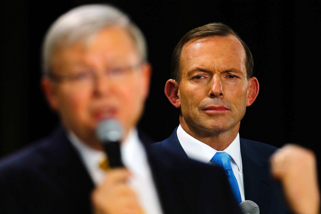 Tony Abbott (right) leads Kevin Rudd in opinion polls. Photo: AFP