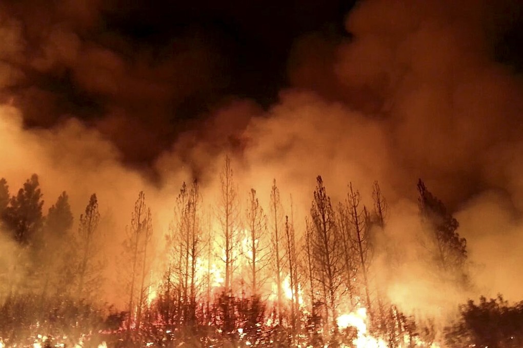 The Rim Fire burns near Yosemite National Park in California. US wildfire managers are facing increasingly strained resources.  Photo: AP