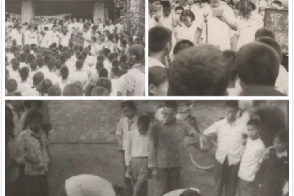 Pictures show scenes of Red Guards torturing teachers at Beijing No 8 middle School. Photo: screenshot via Huang Jian