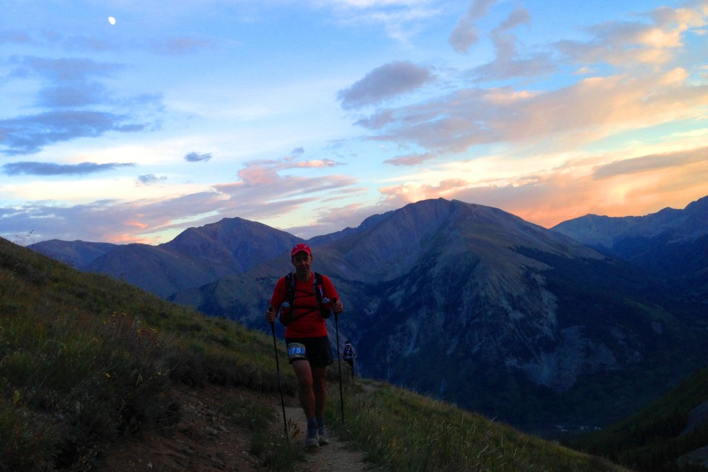 Andre Blumberg climbing Hope Pass on the return leg of the course. Credit: Kevin Koch