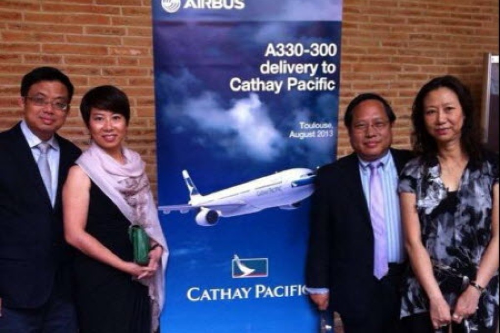 Democratic Party lawmaker James To (left) and wife Sue So; lawmaker Albert Ho and wife, posed at a dinner hosted by the Airbus company in France. Photo: SCMP